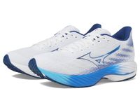 Mizuno Men's Wave Rider 28 2e Running Shoe, White-Estate Blue, 10.5