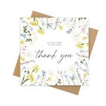 Manta Makes Thank you card, thank you greetings card, thank you cards single to go with thank you gift, goodbye card for men or women blank with envelope (Wildflower)