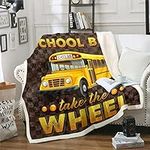 School Bus Throw Blanket for Boys T
