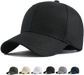 MUNULA Oversize Baseball Cap XXL Big Head Hats for Men Large Head Hats Dad Hat Adjustable 23.6"-26.8", Black, XX-Large-3X-Large