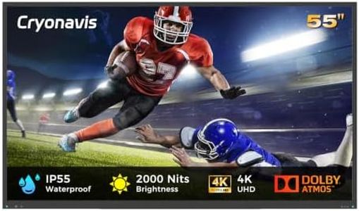 55 inch Outdoor TV 4K UHD Smart TV, 2000 Nits Weatherproof Television Outside, IP55 Waterproof WebOS&Voice Control Anti-glare screen & Dolby audio, Wi-Fi booster for Patio Deck Backyard Pool