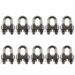 DYWISHKEY Pack of 10, 1/4 Inch M6 Stainless Steel Wire Rope Cable Clip Clamp