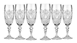 6 Russian CUT Crystal Champagne Glasses on a Stem 200ml/6.8oz Hand Made by Belarus