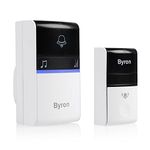 Byron DBY-23412UK Wireless Portable Doorbell Set, 100m Range, 16 Melodies White