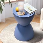 Furb Round Coffee Table Small Side Table Modern Hourglass Stool Nordic Style Round Stool for Living Room, Bedroom, Office, Cafe Blue Plastic Chair