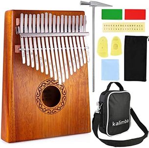 Nabance Kalimba 17 Keys Thumb Piano with Study Instructions Tuning Hammer Portable bag Mahogany Wood for Adult Children Beginners