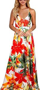 BUOYDM Robe Longue Femme Ete Robe de Plage Boheme Maxi Robe de Soirée Élegante Cocktail Chic Rouge L
