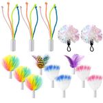 ORSDA 14Pcs Cat Toys Replacement Interactive Kitten Feather Toys for Indoor Cats with Mylar Crinkle Balls Multicolor Pack for Indoor Exercise