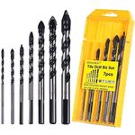 HPMAISON Tile Drill Bit, 7PCS Professional Tungsten Carbide Tip Drill Bit Set for Tile, Brick, Ceramic, Porcelain, Glass, Cement, Plastic, Wood (3 4 5 6 8 10 12mm)