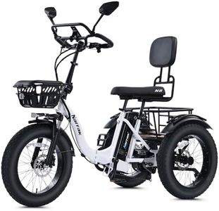 NARRAK Electric Tricycle for Adults Seniors, 750W Fat Tire 3 Wheel E-Trike, 48V 13Ah UL 2849 Battery, 55-Mile Max Range, Semi-Recumbent Trike with 3 Hydraulic Brakes (Premium Model, N8-White)
