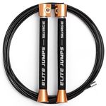 Elite Jumps Surge 3.0 Professional Speed Rope for Double Unders - Patented Dual Bearing Ultra Light-Weight Handle for Premium Spin Control and Kink-Resistant Cable for fast Speed Jump Rope
