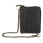 Men's Hunter Leather Zip-Around Bifold Chain Wallet, Black