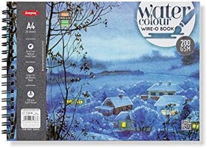 Anupam Watercolour Wire-O Book A4 Natural White Cold Press Paper Usable On Both Side 200 GSM 20 Sheet