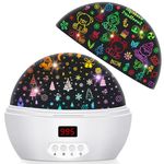 SCOPOW 2-in-1 Christmas Projector Light, Christmas Snowflake & Sweetheart Night Light with Timer, 360° Rotating Rechargeable Baby Night Light Projector with Stickers for Baby Boy Girl Christmas Gifts