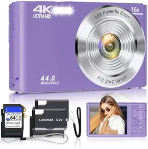 Digital Camera, FHD 1080P Digital Camera for Kids Video Camera with 64GB SD Card 16X Digital Zoom, Compact Point and Shoot Camera Portable for Kids Boys Girls Teens Students Seniors (Purple)
