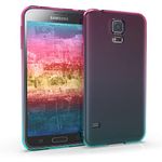 kwmobile Case Compatible with Samsung Galaxy S5 / S5 Neo - Clear TPU Soft Smartphone Cover - Bicolor Dark Pink/Blue Matte