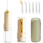 JIMOK Water Dental Flosser Cordless for Teeth Portable Oral Irrigator, 4modes with DIY, 6jet Tips, Removable Water Tank for Easy Cleaning, Portable Case for Home Travel(Yellow)