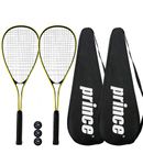 2 x Prince Power Rebel Ti Squash Rackets + Covers + 3 Squash Balls