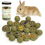 20Packs Small Animal Chew Toys, Hamster Timothy Grass Cakes and Balls Bunny Pet Tooth Chew Toys, Pet Snacks Toys for Rabbits, Chinchilla, Hamsters, Guinea Pigs, Gerbils, Mini Macaws, Parrots (Style-3)