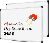 XBoard Magnetic Whiteboard 24 x 18 Inch, Hanging Dry Erase Board with Aluminium Frame & Marker Tray | Wall Mounted Magnetic White Board for Home School Office (Pack of 2)