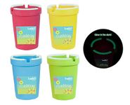 Ashtray Glow in the Dark Smoking Smoker Bar Home Outdoor Pack of 4 Pink Yellow Blue Green