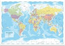 World Map Poster 33 x 24" Large Wall Map of the World – World Map Wall Art Atlas - Perfect Travel Map, Classroom Decoration or Geography Gift