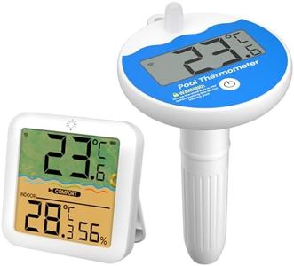 VETOUCH Wireless Pool Thermometer Floating Easy Read IPX8 Waterproof, AA Battery Powered Shatter Resistant Large Display for Swimming Pools Hot Tubs Tank Temperature Humidity Monitor with Backlight