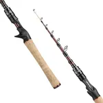 EOW XPEDITE Portable Telescopic Fishing Rods, Spinning & Casting, 24T Carbon Blanks & Solid Carbon Tip, Cork Handle, Travel Rod, Short Collapsible Rods (Rod - Casting/Action Fast/Power M, 6')