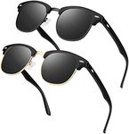 LINVO Semi-Rimless Polarised Sunglasses for Men Women, Retro Half Frame UV400 Protection Driving Shades