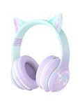 Bluetooth Kids Headphones,Cat Ear LED Light Up Kids Wireless Headphones,Bluetooth 5.1&Stereo Sound,Foldable,Adjustable Headband,Children Headphones with Microphone Over Ear for School/Tablet (Purple)