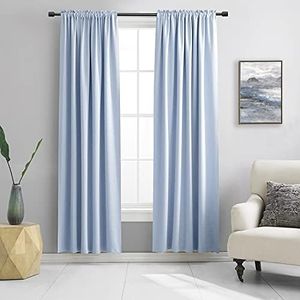 DONREN Baby Blue Window Treatment Thermal Insulated Rod Pocket Blackout Curtains/Drapes for Bedroom(Light Blue,Set of 2 Panels,42 by 84 Inch Length)