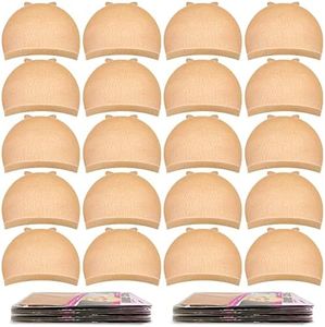 MORGLES Wig Caps, 20pcs Stocking Stretchy Nylon Nude Wig Caps For Women Man-Light Brown