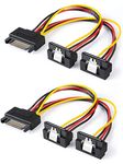 CableCreation 6-Inch SATA 15 Pin Male to 2X SATA 15 Pin Down Angle Female Power Splitter SATA Power Cable - Pack of 2-Multicolor