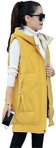 Winter Vest Women's Street All-Match Down Vest Jacket Women's Loose Hooded White Duck Down Warm Vest Coat Yellow M