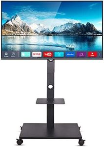 UNHO Mobile TV Stand Floor Standing, Tilt TV Pedestal Stand Wheels TV Trolley for 32"-65" LCD LED Flat Screen Height Adjustable Max VESA 600x400mm Loading Weight up to 30KG