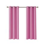 Home In Style 4U Blackout Thermal Insulated Window Curtains for living room 2 Panels Pink 66" width x 72" drop Ring Top Eyelet Curtain with Tie Backs