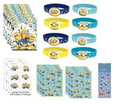 Unique Despicable Me Birthday Party Supplies Favor Bundle Pack includes 8 Loot Bags, 8 Rubber Bracelets, 8 Sticker Sheets, 24 Tattoos, 1 Dinosaur Sticker Sheet