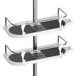 H Hawsam 2Packs No Drilling Shower Shelf Caddy for Shower Rail - Bathroom Rack Organizer Holder for Shampoo, Fit 19mm - 25mm Rail