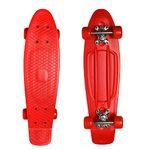 M.Y X-Skate Complete 22" Red Plastic Retro Beginner Skateboard for Kids Teenagers & Adults Waffle-Style Deck ABEC 7 Bearings for tricks and cruising