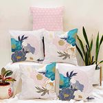 Amazon Brand - Umi. Multicolor Floral Printed Poly Cotton Cushion Covers, Set of 5 (16 x 16 Inches)