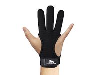 Archery Glove Geniune Leather Fingers Protector for Experienced Archer - Recurve Arrow Bow Protective Adult Learner. (Small, Black 4-Way Stretch Fabric)