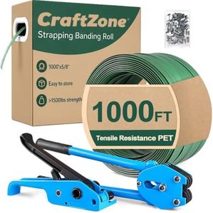 Banding Strapping Kit | Pallet Strapping Kit with Tensioner Tool | Heavy Duty Banding Tool 1500lbs Break for Banding Bulky Items Warehouses|Factories | 5/8" W*1000' L Poly Strapping|100 Seals