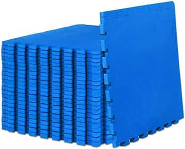 ProsourceFit Weaved Pattern Extra Thick Exercise Puzzle Mat ¾-inch, EVA Foam Interlocking Tiles for Protective, Cushioned Flooring for Home and Gym Equipment; Blue, 96 SQ FT, 24 Tiles