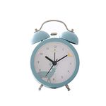 SWHONG Small Twin Bell Alarm Clocks for Kids, Cute Desk Table Bedside Clock Non Ticking with Nightlight for Children Bedroom, Blue Elk