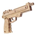 Wooden Mechanical Model Automatic Rubber Band Gun Pistol Model Puzzle Toy 3D