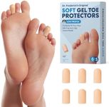 Dr. Frederick's Original Soft Gel Toe Protectors for Men & Women - 6 Pieces - Toe Caps for Foot Pain Relief - Toe Sleeves for Ingrown Toenails, Corns, Calluses, Blisters - Small - Beige