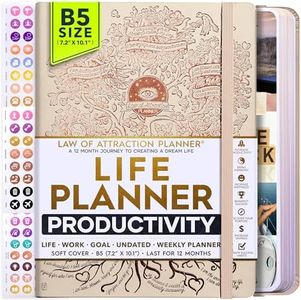 Law of Attraction Planner - Undated Deluxe Weekly & Monthly Life Planner to Achieve Your Goal. A 12 Month Journey to Increase Productivity, Passion & Happiness -Organizer & Gratitude Journal+Stickers