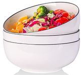 AnBnCn Salad Soup Bowls 3-Pack-60 Ounce Large Stackable Round White Fine Porcelain Pasta Bowl Serving Set