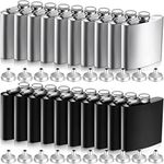 20 Pieces 6 oz Stainless Steel Flask with Funnel Hip Flask for Liquor Leak Proof Camping Drinking Pocket Flasks Black and Silver Flask Set for Men Groomsmen Bridal Women Wedding Party Supplies