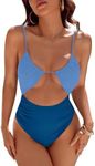 Blooming Jelly Womens One Piece Swimsuit Tummy Control Bathing Suit 2025 Sexy Flattering Cheeky High Cut Out Cute Ladies Swimwear (Medium, Deep Sea Blue)